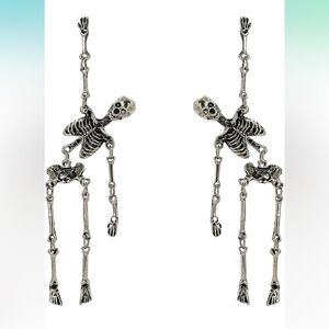 Exaggerated Skeleton Skull Drop Dangle Earrings Unique Jointed Skeleton Earring